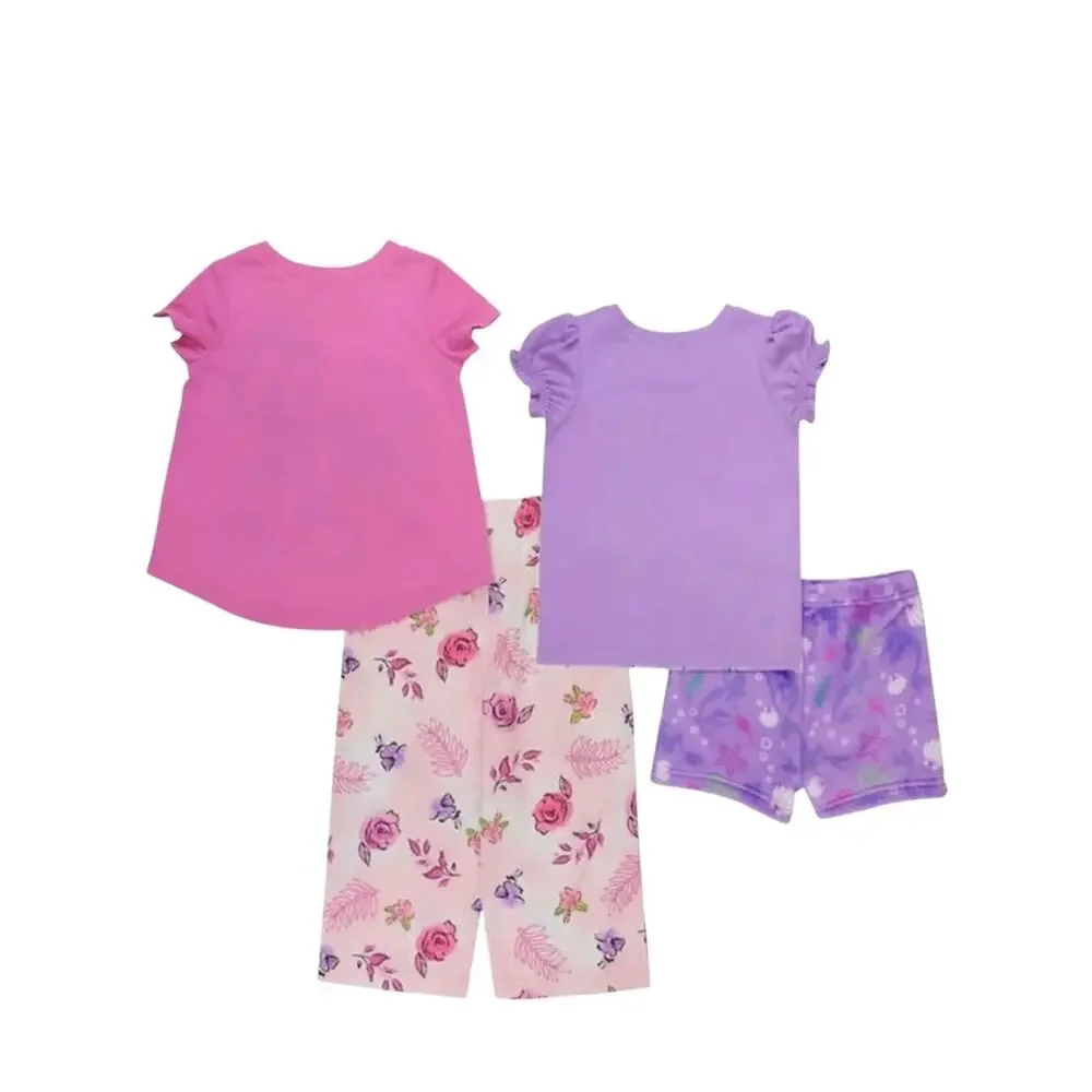 Disney Girls Little Mermaid Princess PJ Pajamas 4 piece Set Size 6 NWT